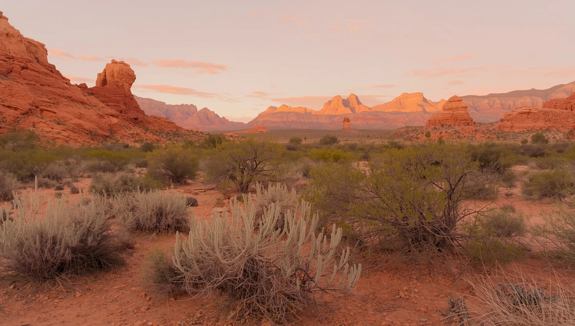 Serene Arizona desert with red rock formations - wilderness therapy centers